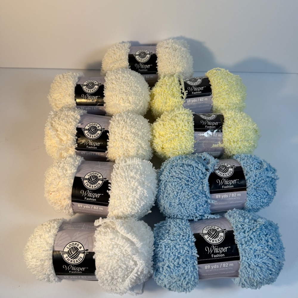 Loops & Threads Whisper Fashion Yarn Lot 9 Skeins 89 Yds Plush Discontinued